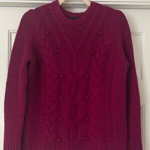 J Crew Collection Cashmere cable sweater, small, heather berry.